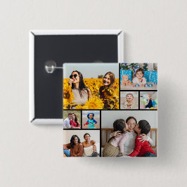 Creëer Uw eigen fotocollage 8 Vierkante Button 5,1 Cm