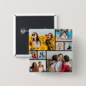 Creëer Uw eigen fotocollage 8 Vierkante Button 5,1 Cm (Voorkant /achterkant)