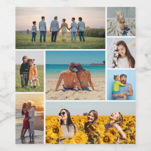 Creëer Uw eigen fotocollage 8 Wijn Etiket (Enkel label)