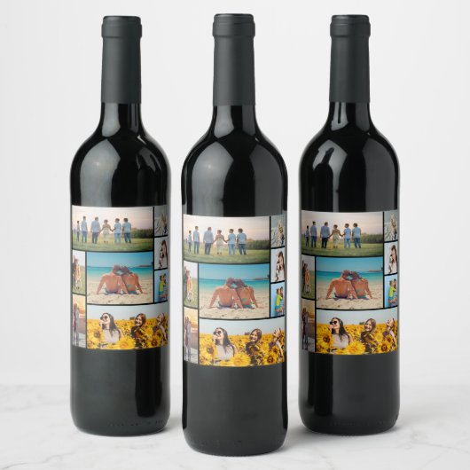 Creëer Uw eigen fotocollage 8 Wijn Etiket (Flessen)