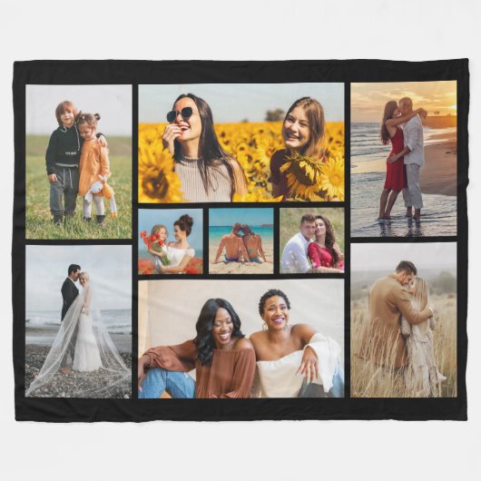Creëer Uw eigen fotocollage 9 Fleece Deken (Voorkant (Horizontaal))