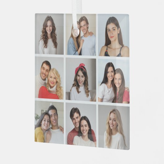 Creëer Uw eigen fotocollage 9 Glas Ornament (Voorkant links)