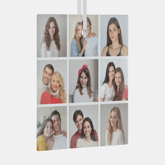 Creëer Uw eigen fotocollage 9 Glas Ornament (Voorkant Rechts)