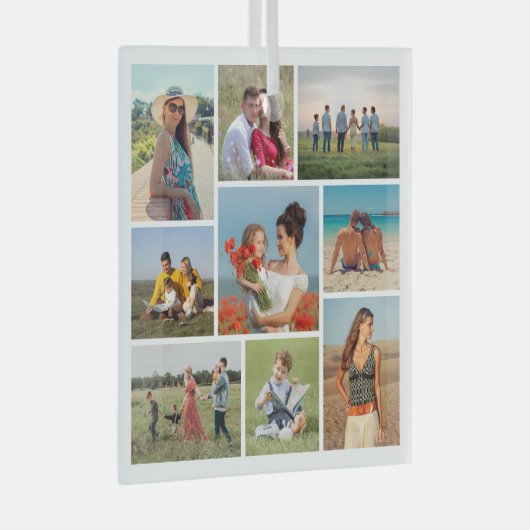 Creëer Uw eigen fotocollage 9 Glas Ornament (Voorkant Rechts)