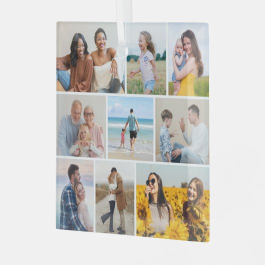 Creëer Uw eigen fotocollage 9 Glas Ornament (Voorkant links)