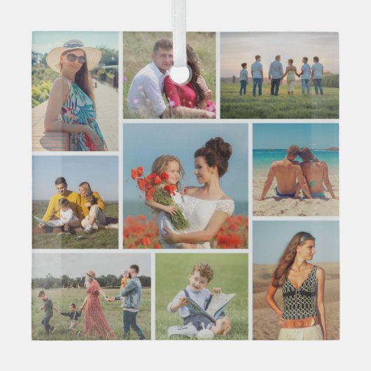 Creëer Uw eigen fotocollage 9 Glas Ornament (Voorkant)