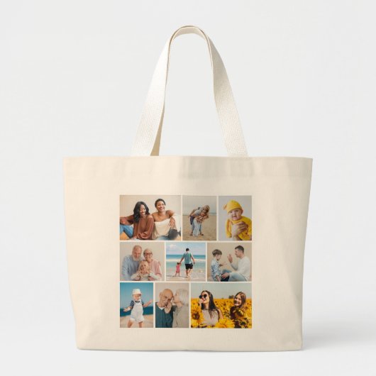 Creëer Uw eigen fotocollage 9 Grote Tote Bag (Voorkant)