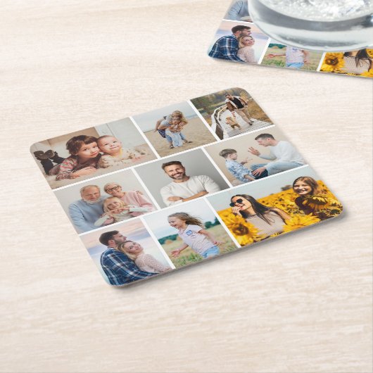 Creëer Uw eigen fotocollage 9 Kartonnen Onderzetters (Schuin)