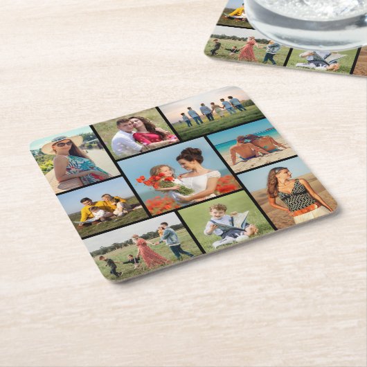 Creëer Uw eigen fotocollage 9 Kartonnen Onderzetters (Schuin)