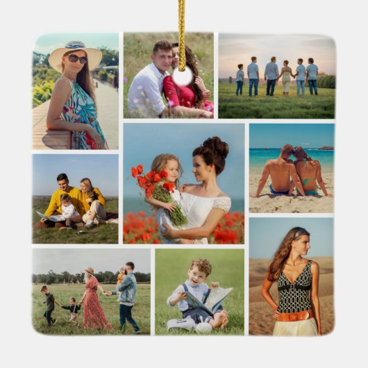 Creëer Uw eigen fotocollage 9 Keramisch Ornament (Achterkant)