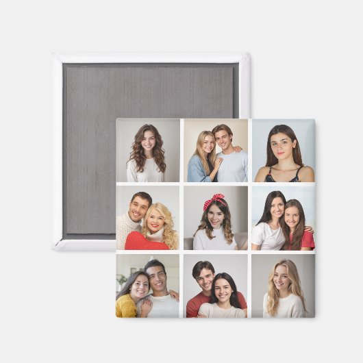 Creëer Uw eigen fotocollage 9 Magneet (Voorkant / Achterkant)