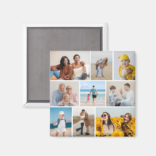 Creëer Uw eigen fotocollage 9 Magneet (Voorkant / Achterkant)