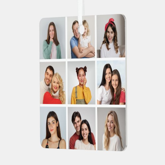 Creëer Uw eigen fotocollage 9 Metalen Ornament (Voorkant links)