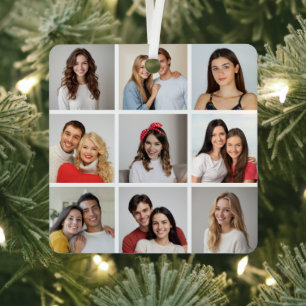 Creëer Uw eigen fotocollage 9 Metalen Ornament