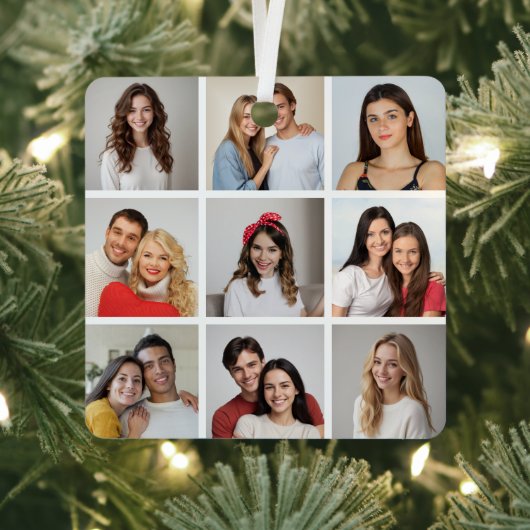 Creëer Uw eigen fotocollage 9 Metalen Ornament (Insitu)