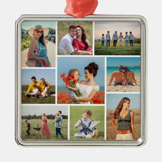 Creëer Uw eigen fotocollage 9 Metalen Ornament (Voorkant)