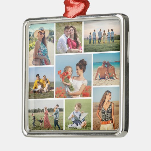 Creëer Uw eigen fotocollage 9 Metalen Ornament (Links)