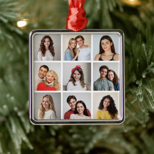 Creëer Uw eigen fotocollage 9 Metalen Ornament (Boom)
