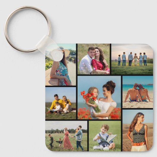 Creëer Uw eigen fotocollage 9 Sleutelhanger (Voorkant)