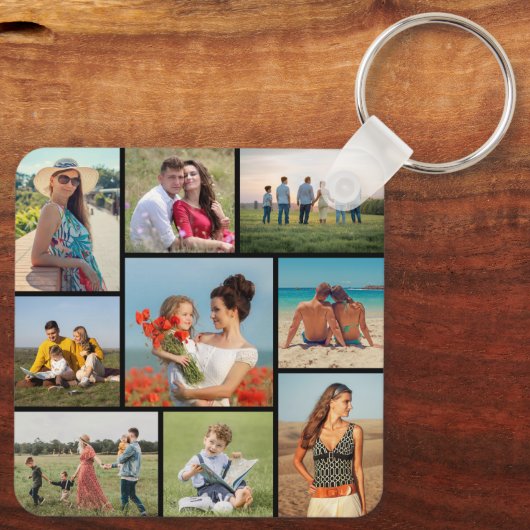 Creëer Uw eigen fotocollage 9 Sleutelhanger (Achterkant)