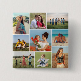 Creëer Uw eigen fotocollage 9 Vierkante Button 5,1 Cm