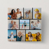 Creëer Uw eigen fotocollage 9 Vierkante Button 5,1 Cm (Voorkant)