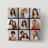 Creëer Uw eigen fotocollage 9 Vierkante Button 5,1 Cm (Voorkant)