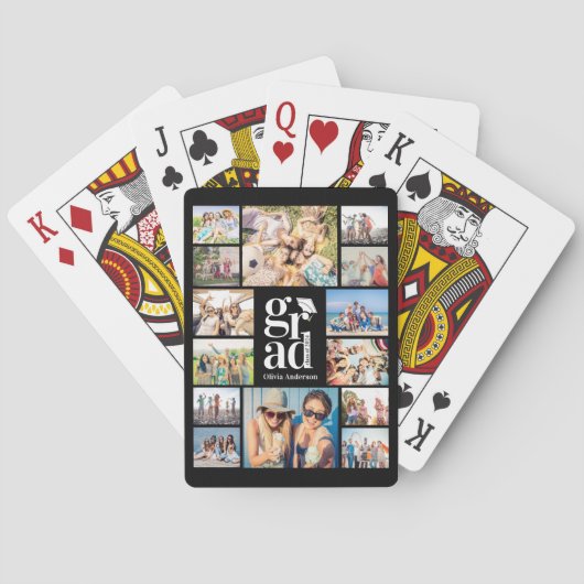 Creëer Uw Eigen Fotocollage Afstuderen Zwart Pokerkaarten (Achterkant)
