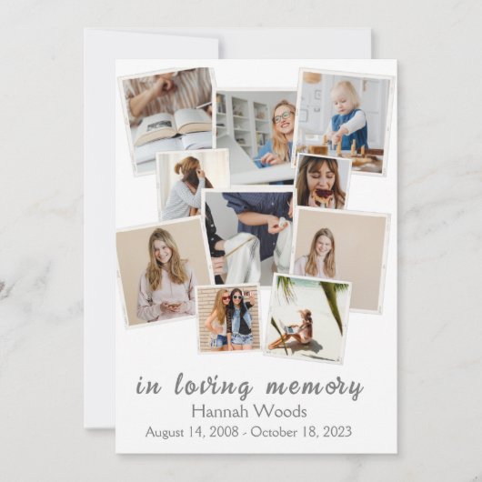Creëer Uw eigen fotocollage begrafenis Kaart (Voorkant)
