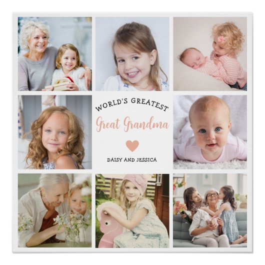 Creëer Uw eigen fotocollage Grote Oma Modern Perfect Poster (Voorkant)