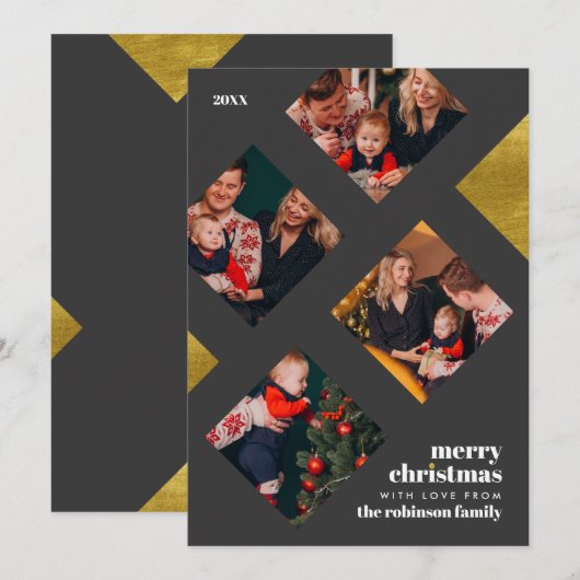 Creëer Uw eigen fotocollage | Kerstfeestdag Feestdagenkaart (Voorkant / Achterkant)