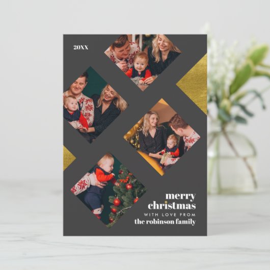 Creëer Uw eigen fotocollage | Kerstfeestdag Feestdagenkaart (Staand voorkant)