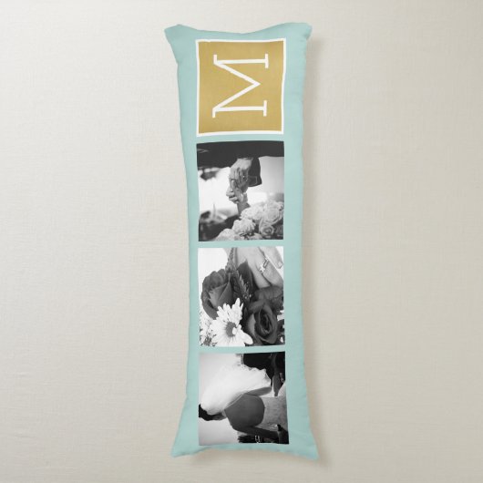 Creëer Uw eigen fotocollage met monogram Lichaamskussen (Voorkant Verticaal)