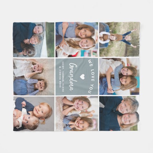 Creëer uw eigen fotocollage oma blauw fleece deken (Voorkant (Horizontaal))