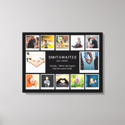 Creëer Uw Eigen Fotocollage Sjabloon Typografie Canvas Afdruk (Voorkant)