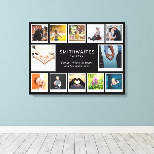 Creëer Uw Eigen Fotocollage Sjabloon Typografie Canvas Afdruk (Insitu (Houten vloer))