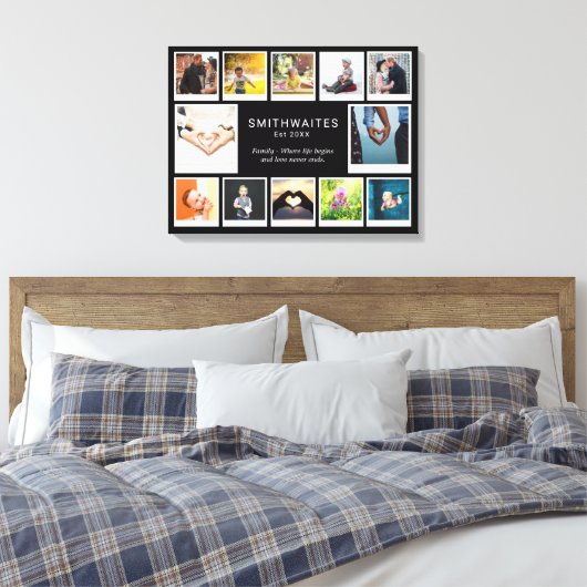 Creëer Uw Eigen Fotocollage Sjabloon Typografie Canvas Afdruk (Insitu (Slaapkamer))