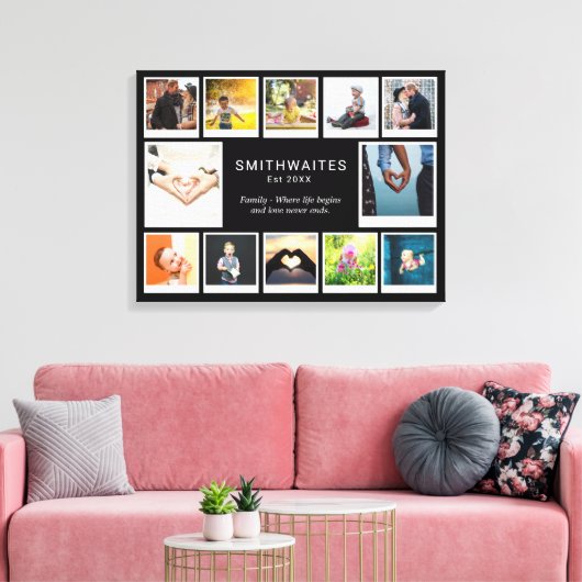 Creëer Uw Eigen Fotocollage Sjabloon Typografie Canvas Afdruk (Insitu (Woonkamer))