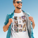 Creëer Uw eigen fotocollage T-shirt<br><div class="desc">Gepersonaliseerde foto t-shirt met 11 vierkante afbeeldingen voor u om in uw eigen,  en een eenvoudige editable tekst sjabloon te veranderen. Het uiteinde van de foto: Bewas uw foto's in vierkanten alvorens het verzekeren onderwerp in het centrum voor beste resultaten is te uploaden.</div>