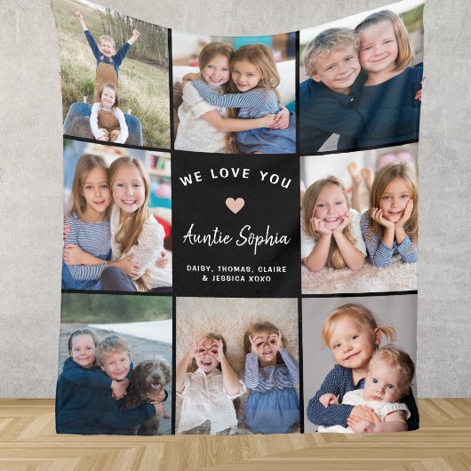 Creëer Uw Eigen Fotocollage Tante Zwart Fleece Deken