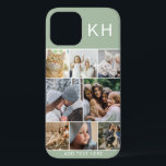 Creëer Uw eigen Fotocollage & Tekst Aangepaste Kle Case-Mate iPhone Case<br><div class="desc">Veel plezier met het ontwerpen van je eigen iPhone hoesje. Met een moderne Instagram fotocollage, initialen en ruimte om je eigen tekst toe te voegen. Achtergrond is een stijlvol pastelgroen, maar kan in elke kleur worden veranderd.</div>