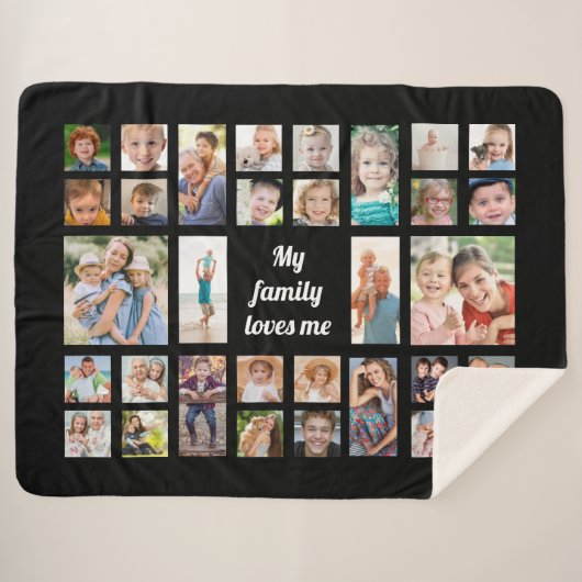 Creëer Uw eigen fotocollage van 32 families Sherpa Deken (Voorkant (horizontaal))