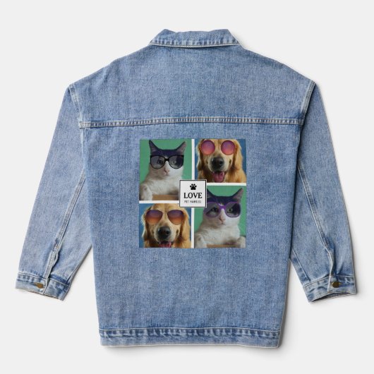 Creëer Uw eigen fotocollage van 4 Pet Denim Jacket (Achterkant)