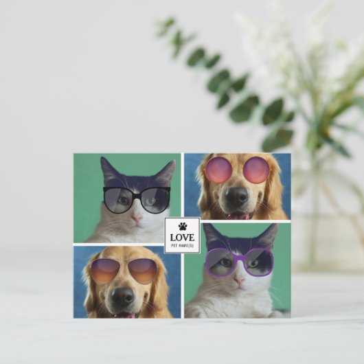 Creëer Uw eigen fotocollage van 4 Pet Feestdagenkaart (Staand voorkant)