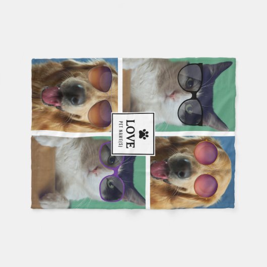 Creëer Uw eigen fotocollage van 4 Pet Fleece Deken (Voorkant (Horizontaal))