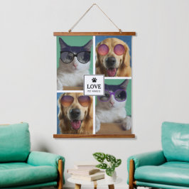 Creëer Uw eigen fotocollage van 4 Pet Hangend Wandkleed