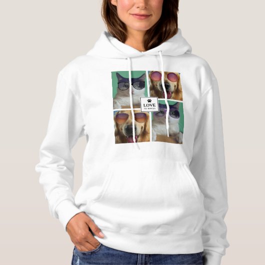 Creëer Uw eigen fotocollage van 4 Pet Hoodie (Voorkant)