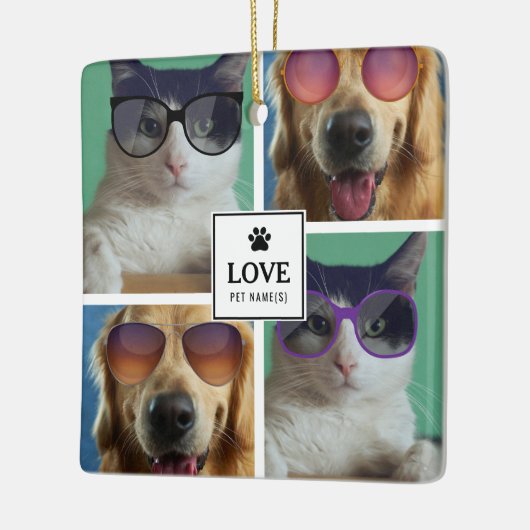 Creëer Uw eigen fotocollage van 4 Pet Keramisch Ornament (Links)