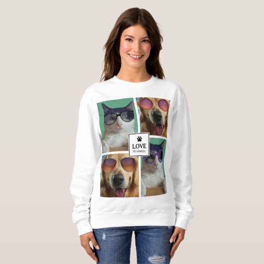 Creëer Uw eigen fotocollage van 4 Pet Trui (Voorkant volledig)