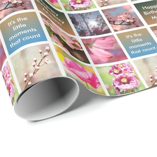 Creëer uw eigen fotocollage Verjaardagsmoeder Cadeaupapier (Rol Hoek)